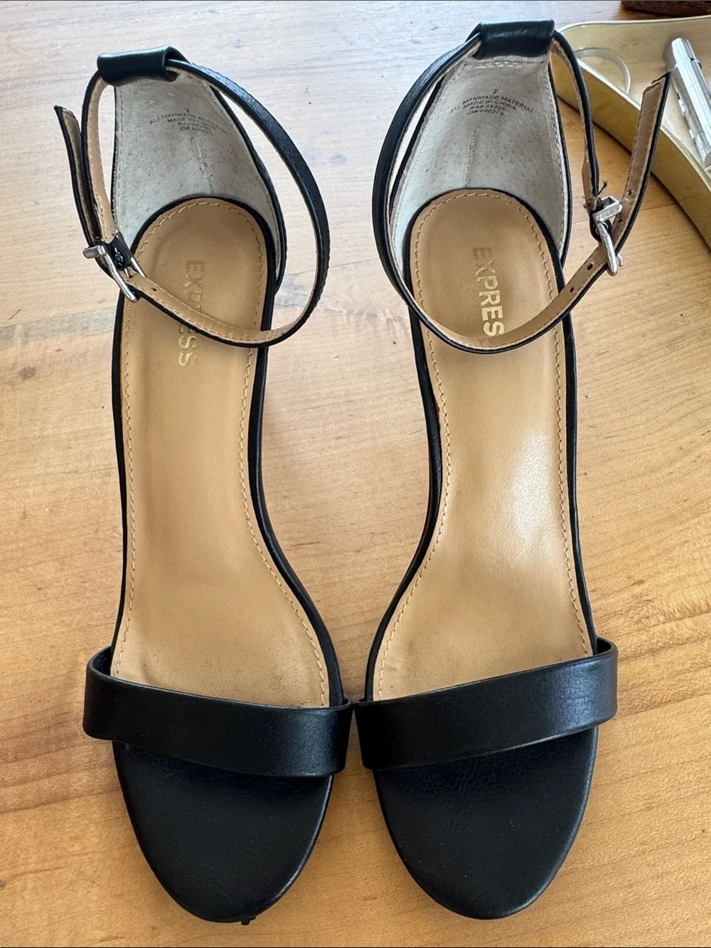 Express Black Open-Toe Ankle-Strap Heels Size 7 Dressy Strappy Sandal Heels
